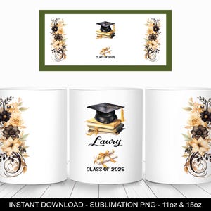 Tazza di laurea della classe del 2025, modello di tazza da 11 e 15 once, regalo di laurea personalizzato per lei, download digitale istantaneo