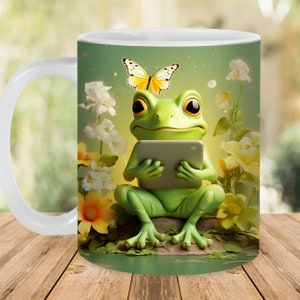 Frogs and Flower Seeds Ceramic Mug