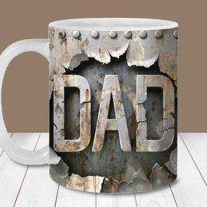 Papa gat in een muur mok wrap PNG, 11oz en 15oz mok wrap sjabloon, instant digitale download, mok sublimatie PNG, mannelijke koffiemok