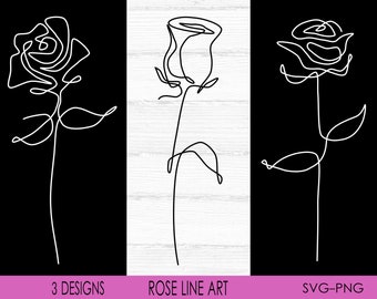 Rose Line Art SVG, Wedding SVG, Valentine's Day svg, Flower SVG, Rose Silhouette svg, Rose Clipart svg