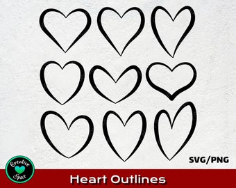 Heart Outlines SVG, Heart SVG Bundle, Heart Shapes svg/png, cut files for Silhouette and Cricut