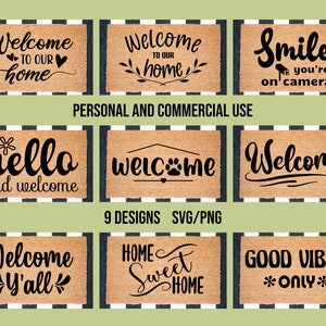 Paillasson SVG Bundle, Doormat Designs SVG, Welcome Doormat svg, Bienvenue dans notre maison svg, Home Sign svg