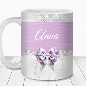 Violet pastel glam ajouter un nom, mug 11 oz et 15 oz modèle, téléchargement immédiat, sublimation de tasse PNG, tasse de fête des mères, tasse cadeau de mariée