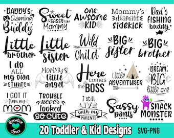 Paquete SVG para niños, SVG para remeras de niños, SVG para remeras de niños pequeños, SVG para niños atrevidos, SVG con dichos divertidos para niños, archivos de corte para Cricut y Silhouette