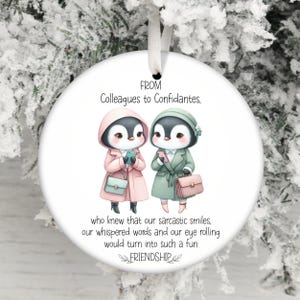 Ornement de Noël amis collègues PNG, ornement citation lieu de travail, cadeau collègue ami collègue employé, ornement de sublimation de Noël rond