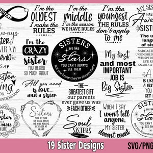 Schwester SVG Bundle, Schwestern SVG, lustige Schwester Zitate svg, Familie svg, Schwester-Shirt svg, Schwester Grußkarte Zitate svg