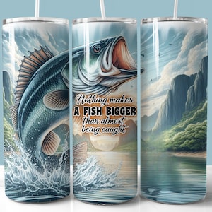 Divertida cita de pesca Tumbler Wrap PNG, Sublimación de vaso delgado de 20 oz PNG, Envoltura de vaso recto y cónico, Diseño de vaso de pescado