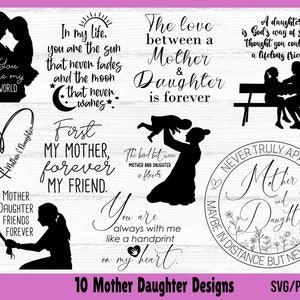 Bundle SVG mère fille, mère et fille citations SVG, svg fête des mères, mère svg, svg fille, svg famille