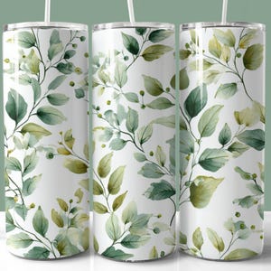Emballage de verre de feuilles de verdure, verre skinny de 20 oz PNG, emballage de verre droit et conique, téléchargement numérique instantané, verre pour amoureux des plantes