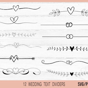 Wedding Text Dividers SVG, Heart Text Dividers SVG, Wedding Stationery svg, Valentine's Day svg