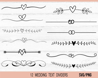 Wedding Text Dividers SVG, Heart Text Dividers SVG, Wedding Stationery svg, Valentine's Day svg