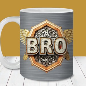 Bruder Engel Flügel Wappen Becher Wrap PNG, 11 Unze und 15 Unze Becher Wrap Vorlage, sofortiger Download, Becher Sublimation PNG, Bruder Geschenkbecher