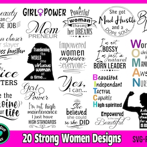 Paquete SVG de mujer fuerte, SVG de pequeña empresa, SVG de citas de mujeres, SVG de jefa, archivos de corte para Cricut y Silhouette