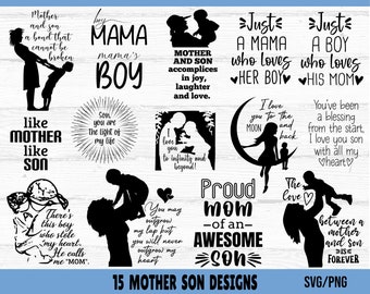 Mother Son SVG Bundle, Mother Son Quotes SVG, Mom svg, Mom Life, Mother's Day svg, Son svg