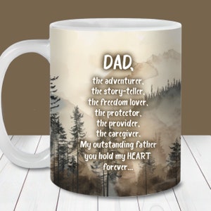 Papa Gedicht Tassenverpackung, 11oz und 15oz Tassenverpackungsvorlage, Vatertagsgeschenk, Vatertagsgeschenk, Berg Natur Landschaft Papa Tumbler
