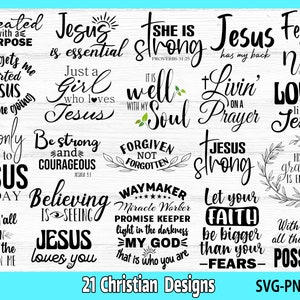 Paquete SVG cristiano, SVG inspirador, SVG de versículo bíblico, SVG de las Escrituras, SVG de Jesús, SVG de ella es fuerte
