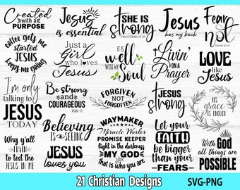 Christian SVG Bundle, Bible Verse, Inspirational Designs (21 Files)