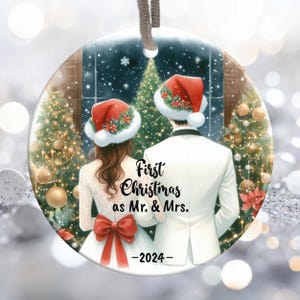 Mariage couple Mr et Mme 2024 ornement PNG, nom de marié ornement PNG, téléchargement immédiat, cadeau de jeunes mariés