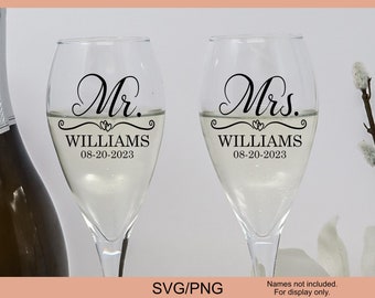 Mr. and Mrs SVG, Wedding SVG, Wedding Glasses svg, Champagne Flutes svg, Wedding Printable, Wedding Gift Idea
