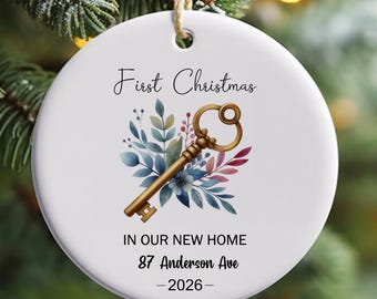First Christmas in our New Home Ornament PNG, Our First Home 2026 Ornament,  Add Home Address Ornament PNG, Instant Digital Download