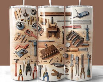 Carpenter Tools Tumbler Wrap PNG, Mug Sublimation Design (Digital Download)