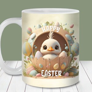 Leuke Pasen chique mok wrap PNG, 11oz en 15oz mok sjabloon, mok sublimatie PNG, Happy Easter mok, Pasen koffiemok ontwerp