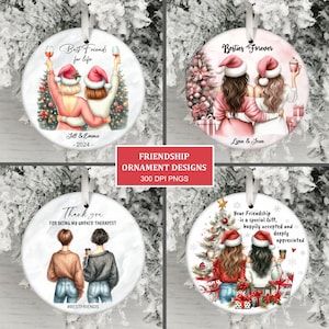 Pacchetto di ornamenti per i migliori amici PNG, Ornamento di Natale dell'amicizia PNG a sublimazione, Ornamento per le vacanze di Buon Natale png, Regalo per il migliore amico