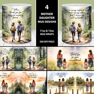 Mutter Tochter Zitate Becher Wrap Bundle, 11 Unzen und 15 Unzen Becher Vorlage, sofortiger digitaler Download, Becher Sublimation PNG, Muttertagsbecher