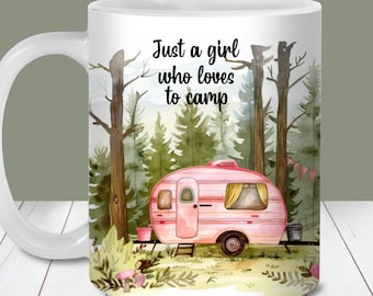 Camping Mug Wrap PNG, Retro Camper Design (Digital Download)
