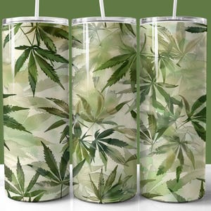 Emballage de verre de cannabis Marijuana, verre skinny 20 oz sublimation PNG, verre feuille de mauvaises herbes, téléchargement immédiat