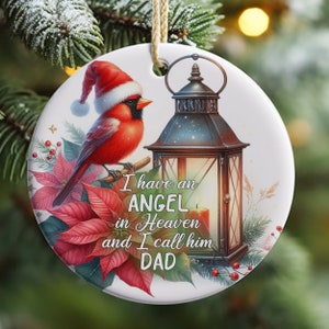 Tengo un ángel en el cielo llamado Papá Adorno PNG, Papá Padre Recuerdo Duelo Adorno PNG, Cardenal Memorial Adorno Navideño PNG