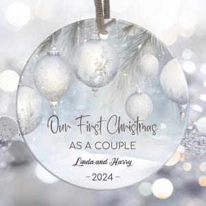 Premier Noël en couple 2024 ornement PNG, ornement de Noël personnalisé PNG, téléchargement immédiat