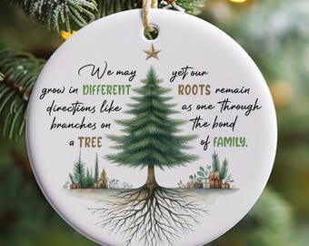 Family Tree Quote Ornament PNG, Round Christmas Holiday Ornament Sublimation PNG, Sticker png, Inspirational Family Quote