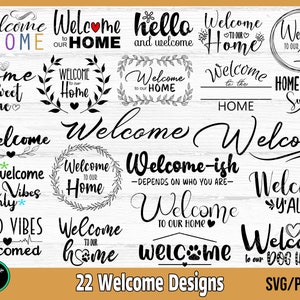 Lot de bienvenue SVG, signe de bienvenue SVG, signe de la ferme svg, svg Bienvenue dans notre maison, signe de porche, couper des fichiers pour Cricut et Silhouette