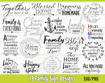 Family Quotes SVG Bundle, Family Sign VG, Farmhouse Sign svg, Cut Files for Cricut and Silhouette
