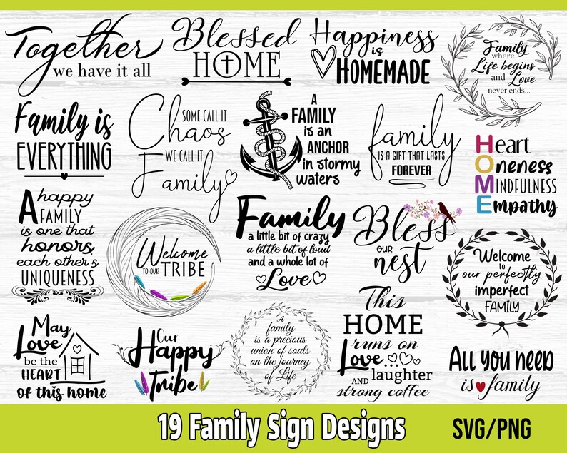 Family Quotes SVG Bundle Family Sign VG Farmhouse Sign Svg - Etsy
