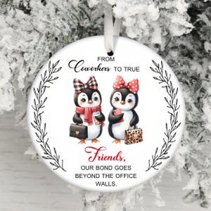 Ornement de Noël amis collègues PNG, citation inspirante ornement, cadeau collègue ami collègue employé, sublimation ornement de Noël