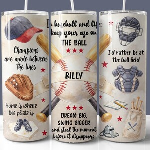 Baseball Quotes Tumbler Wrap PNG, Personalized 20 oz  Sublimation Design, Instant Download