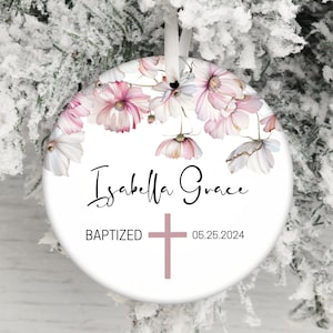 Taufe Name Datum Benutzerdefinierte Ornament PNG, Baby Neugeborene Patenkind Ornament Sublimation PNG, Neue Mutter Geschenk, Baby Mädchen Taufe Ornament