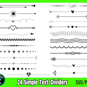 Einfacher Text Divider SVG-Bundle, dekorative Textelemente SVG, Schnörkel svg, Rahmen svg, Textdekorations svg