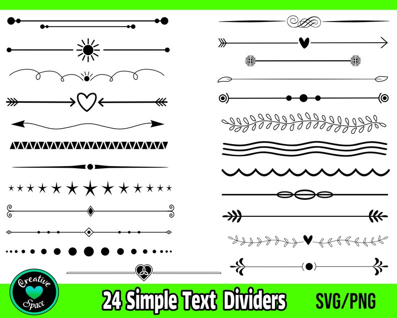 Simple Text Divider SVG Bundle, Decorative Text Elements SVG, Flourishes svg, Borders svg, Text Decoration svg image 1
