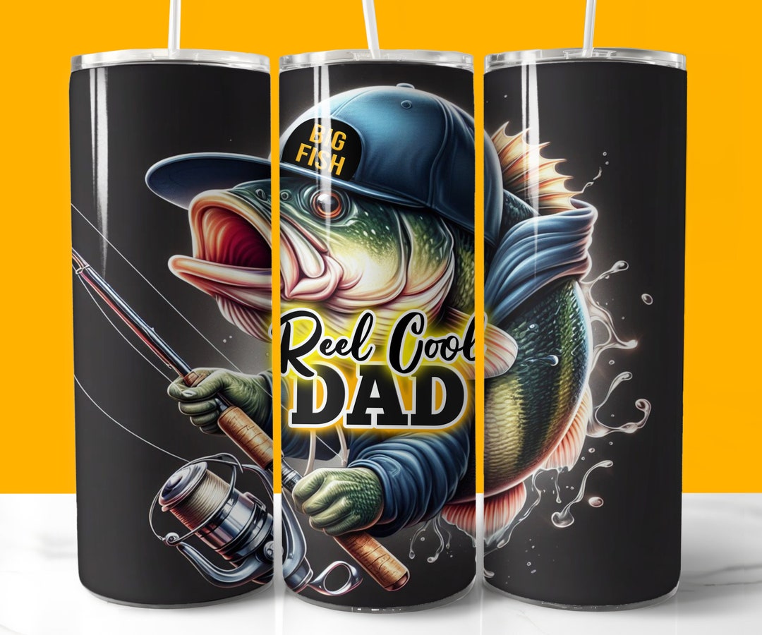 Reel Cool Dad Fishing Tumbler Wrap PNG, 20 Oz Skinny Tumbler ...