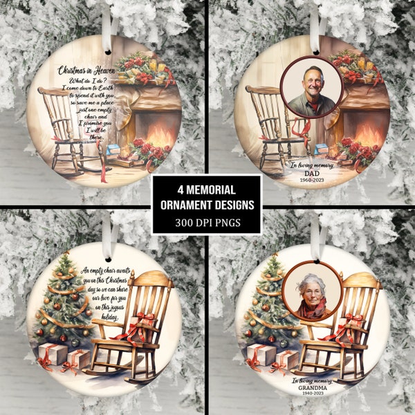 Christmas in Heaven Memorial Quote Ornament PNG, Remembrance Poem Ornament, Instant Digital Download, Add photo Memorial Ornament Designs