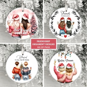 Beste vrienden ornamentbundel png, vriendschap kerstornament sublimatie png, ornament vrolijk kerstfeest png, cadeau beste vriend