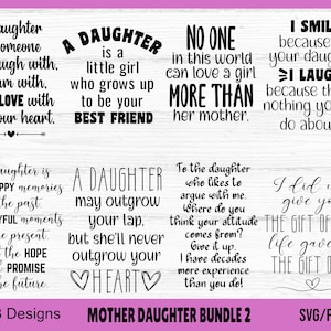 Mother Daughter SVG Bundle #2, Mother Daughter Quotes SVG, Mother Quotes svg, Birthday Girl svg, Daughter Greeting Card Quotes