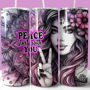 La pace inizia con te Tumbler Wrap, 20oz Skinny Tumbler Sublimation PNG, Inspiring Quote Tumbler, Daily Affermation Tumbler Wrap