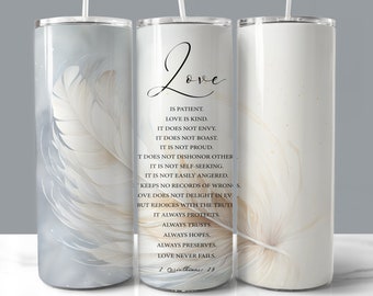 Love Quote Tumbler Wrap, Christian Bible Verse (Digital Download)