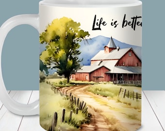 Life is better at the farm Mug Wrap PNG, 11oz and 15oz Mug Wrap Template, Instant Digital Download, Mug Sublimation PNG, Farm Coffee Mug