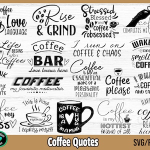 Pacchetto SVG caffè, citazioni caffè SVG, detti divertenti caffè SVG, tazza caffè svg