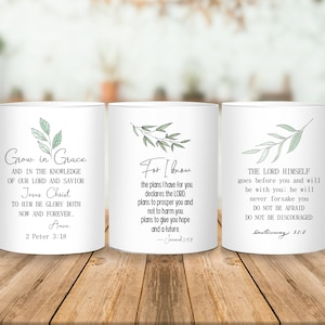 Envoltório de caneca com versículo bíblico, modelo de caneca de 11 onças e 15 onças, download digital instantâneo, sublimação de caneca PNG, envoltório de caneca com citação religiosa,